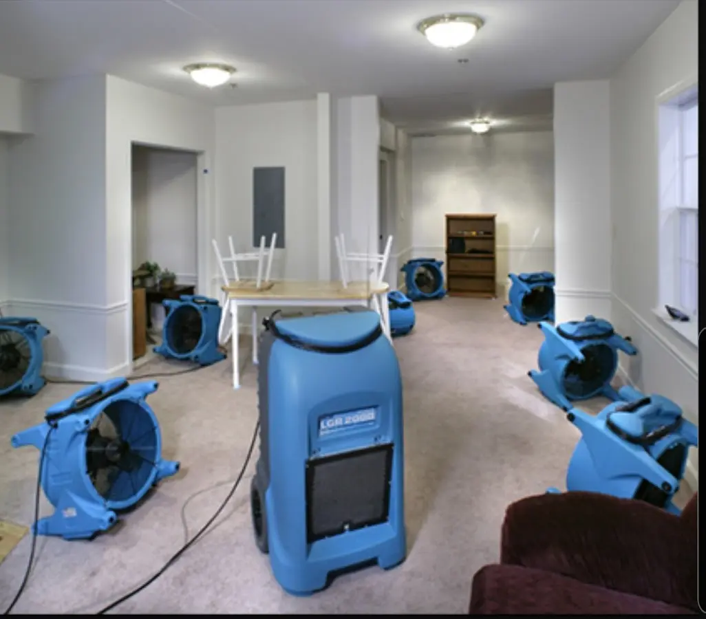 Air movers and dehumidifier setup for Water Extraction & Removal in Pompton Lakes